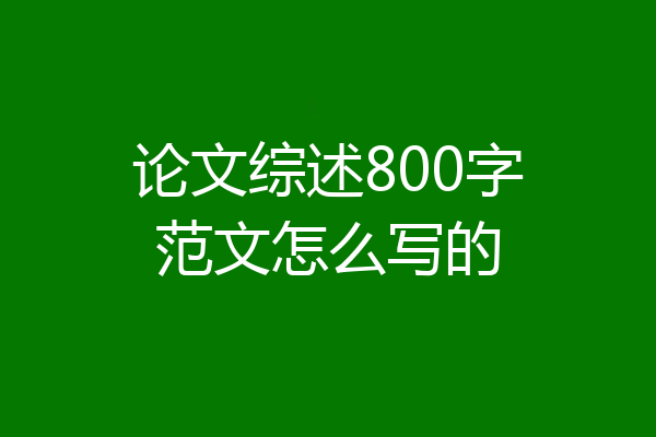 论文综述800字范文怎么写的