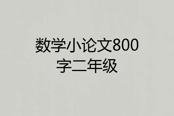 数学小论文800字二年级