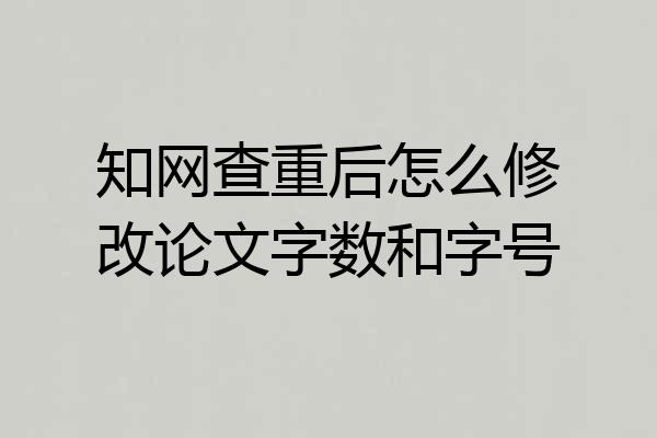 知网查重后怎么修改论文字数和字号
