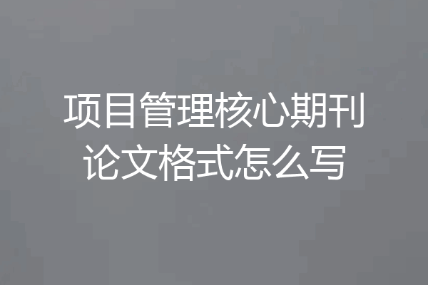 项目管理核心期刊论文格式怎么写