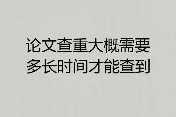 论文查重大概需要多长时间才能查到