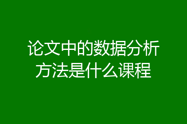 论文中的数据分析方法是什么课程