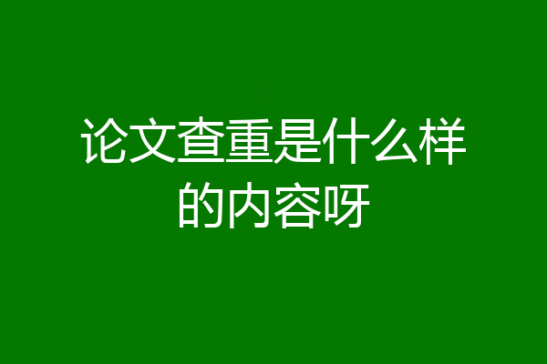 论文查重是什么样的内容呀