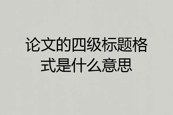 论文的四级标题格式是什么意思