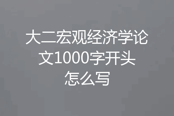 大二宏观经济学论文1000字开头怎么写