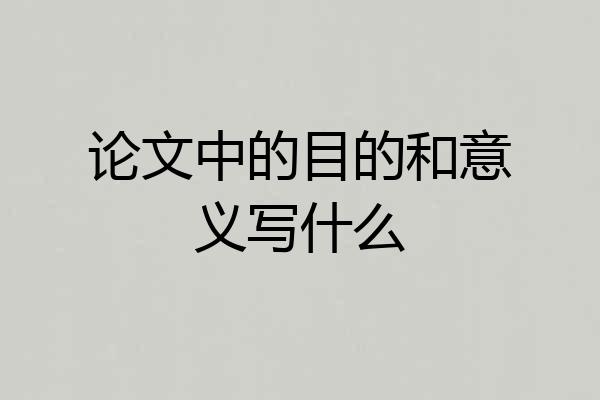 论文中的目的和意义写什么