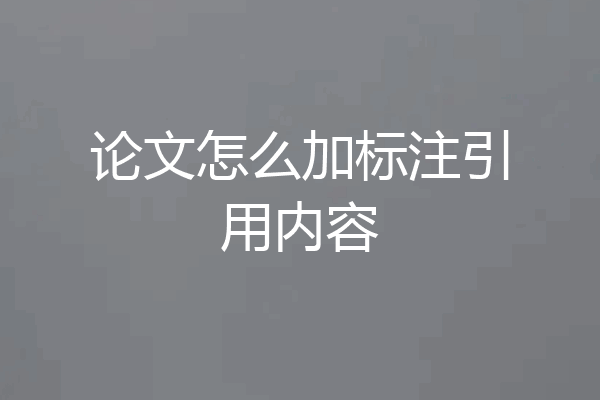 论文怎么加标注引用内容