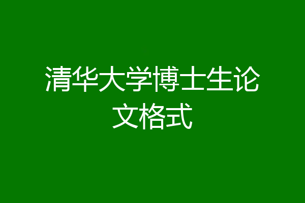 清华大学博士生论文格式