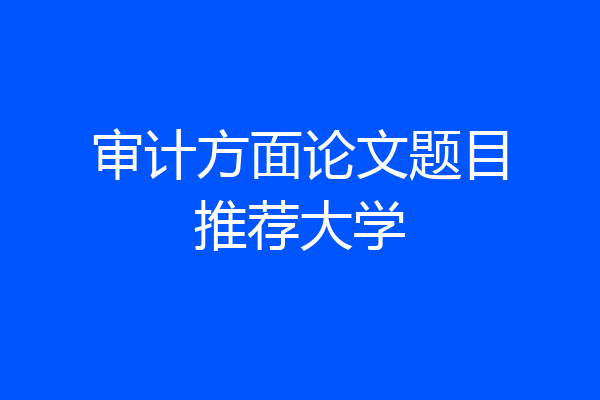 审计方面论文题目推荐大学
