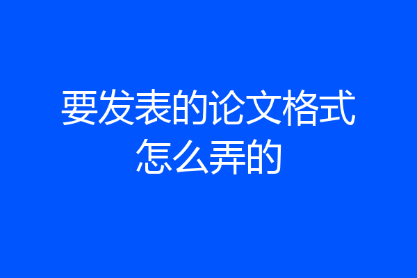 要发表的论文格式怎么弄的