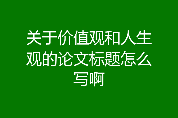 关于价值观和人生观的论文标题怎么写啊