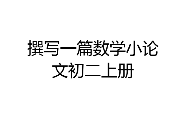 撰写一篇数学小论文初二上册