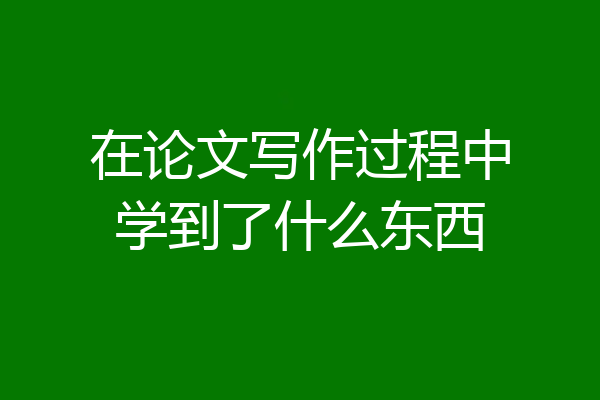 在论文写作过程中学到了什么东西