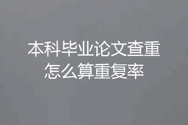 本科毕业论文查重怎么算重复率