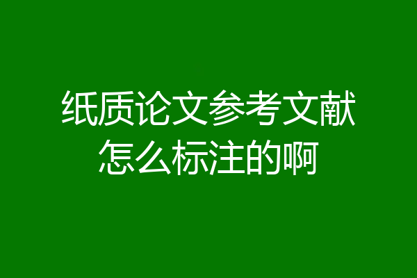 纸质论文参考文献怎么标注的啊