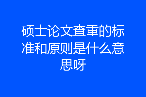硕士论文查重的标准和原则是什么意思呀