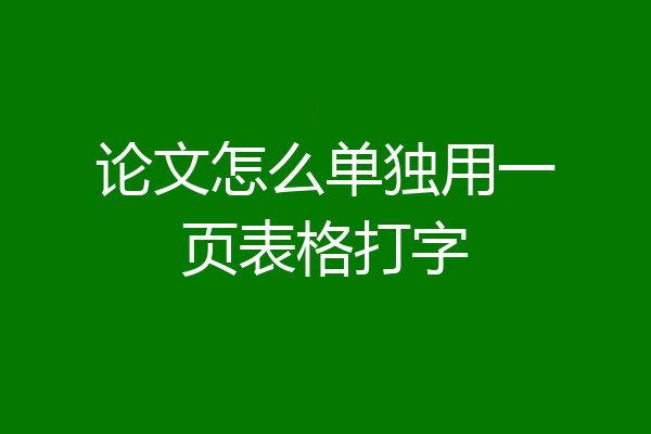 论文怎么单独用一页表格打字