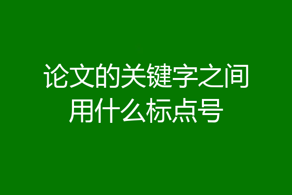 论文的关键字之间用什么标点号