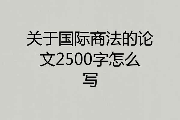 关于国际商法的论文2500字怎么写