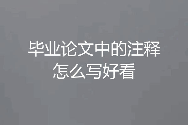 毕业论文中的注释怎么写好看