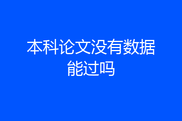 本科论文没有数据能过吗