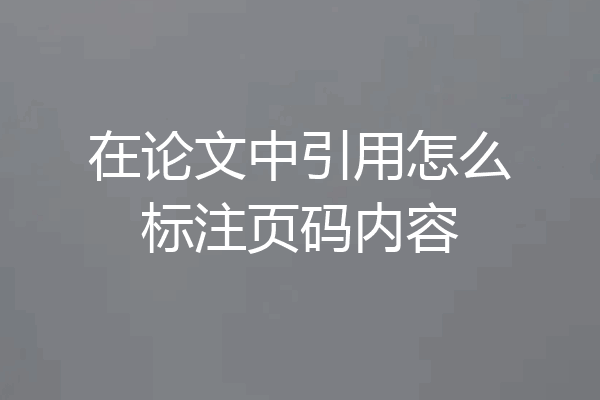 在论文中引用怎么标注页码内容