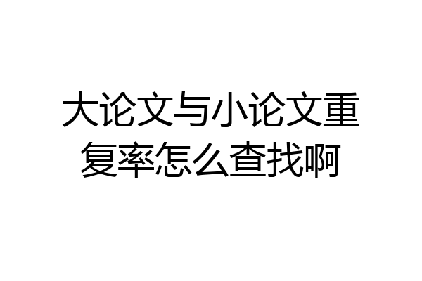 大论文与小论文重复率怎么查找啊