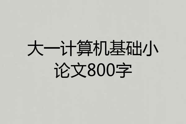 大一计算机基础小论文800字