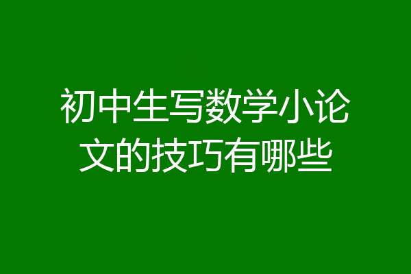 初中生写数学小论文的技巧有哪些