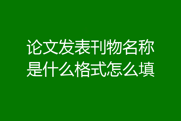 论文发表刊物名称是什么格式怎么填