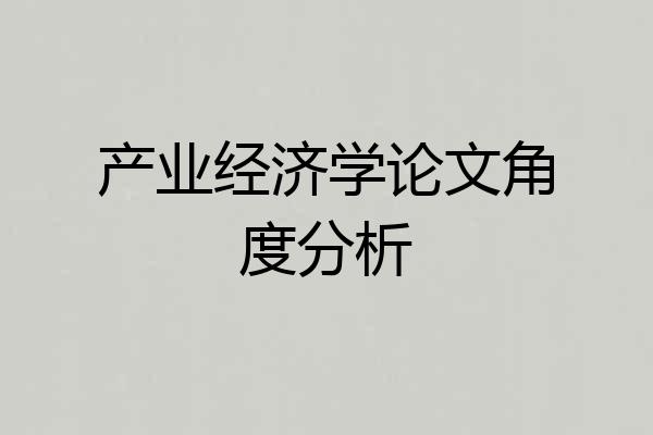 产业经济学论文角度分析