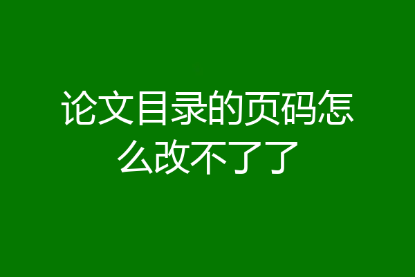 论文目录的页码怎么改不了了