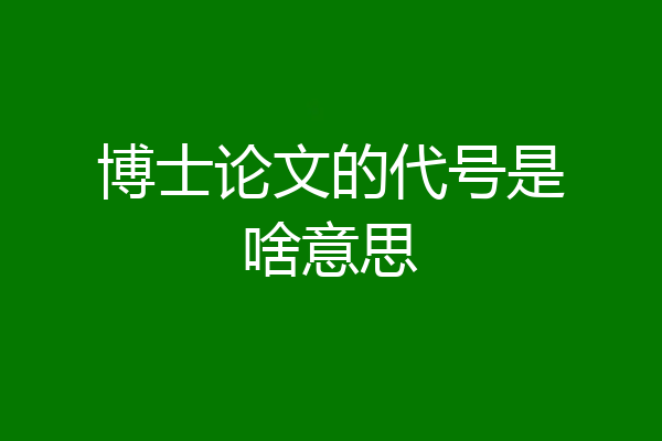 博士论文的代号是啥意思
