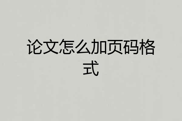论文怎么加页码格式