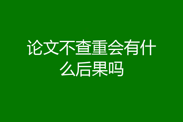 论文不查重会有什么后果吗