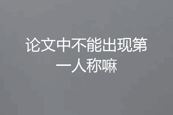 论文中不能出现第一人称嘛