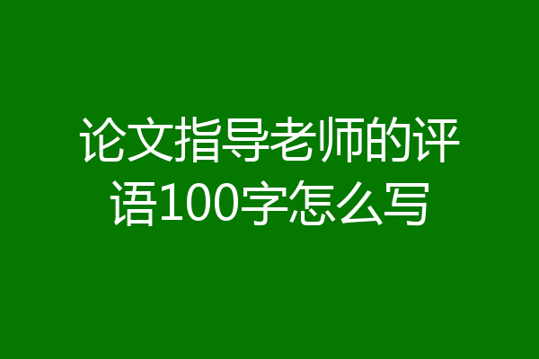 论文指导老师的评语100字怎么写