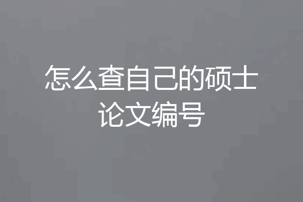 怎么查自己的硕士论文编号