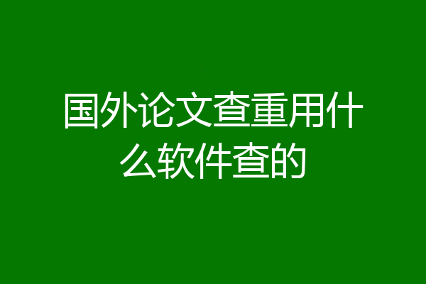 国外论文查重用什么软件查的