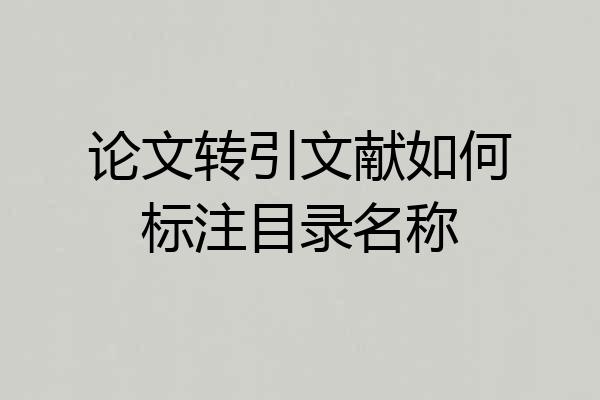 论文转引文献如何标注目录名称
