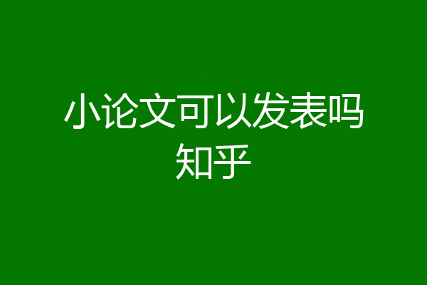小论文可以发表吗知乎