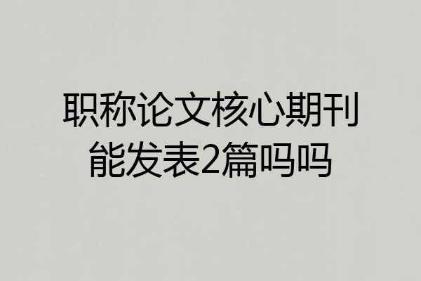 职称论文核心期刊能发表2篇吗吗