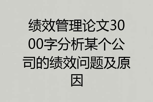绩效管理论文3000字分析某个公司的绩效问题及原因