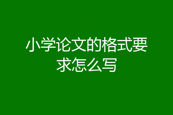 小学论文的格式要求怎么写