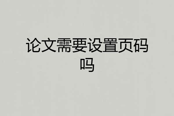 论文需要设置页码吗