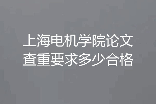 上海电机学院论文查重要求多少合格