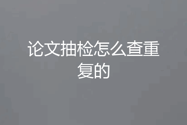 论文抽检怎么查重复的