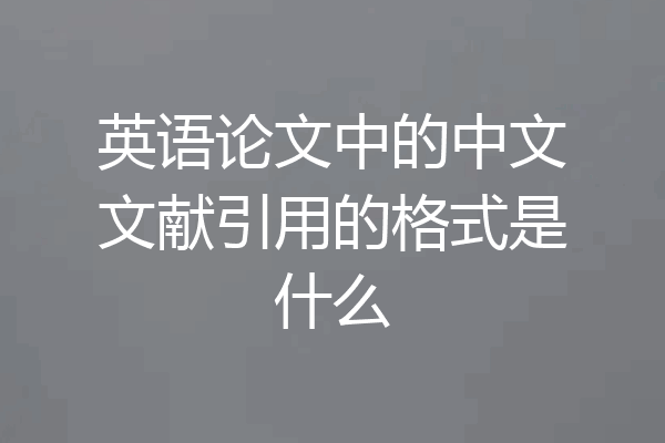 英语论文中的中文文献引用的格式是什么