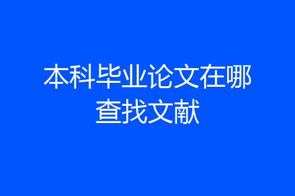 本科毕业论文在哪查找文献