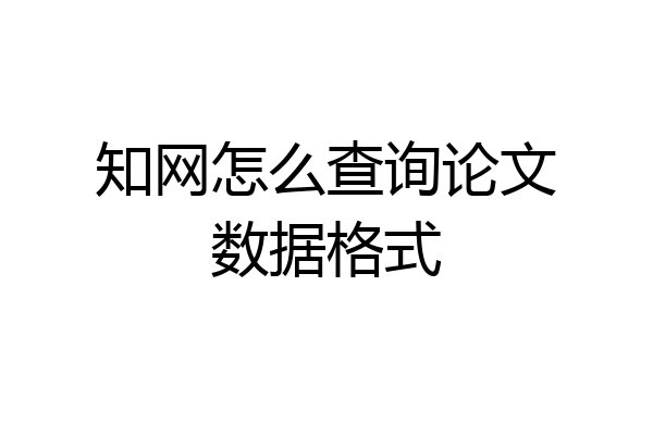 知网怎么查询论文数据格式